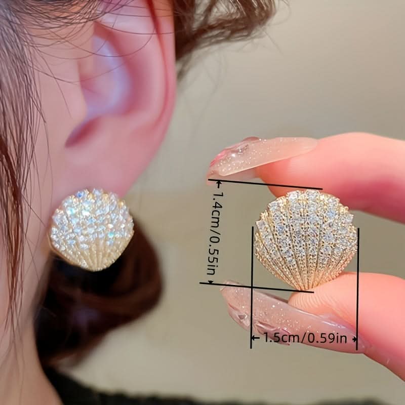 Elegant Zirconia Shell Earrings for Women