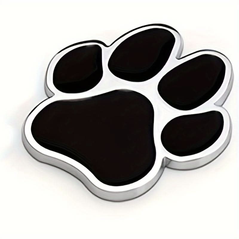 Chrome Dog Paw Car Decal – Metal Footprint Sticker for Cars & Motorcycles