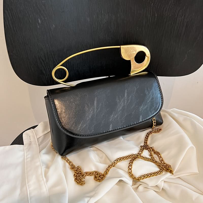 Vintage Black PU Leather Shoulder Bag – Adjustable Strap