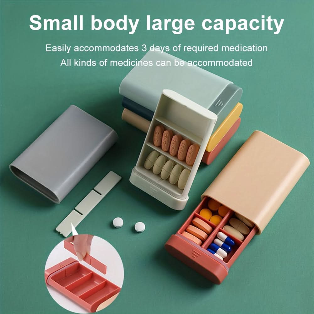 4-Pack Travel Pill Organizer – Portable 6-Grid Pill Box