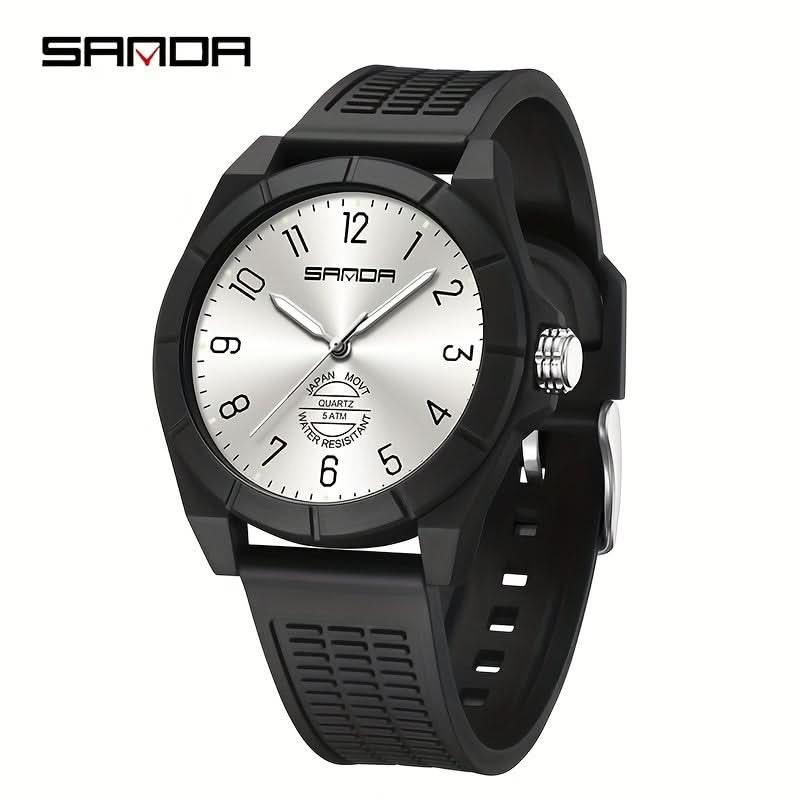 Men's Quartz Sports Watch - Water-Resistant, Stainless Steel Case