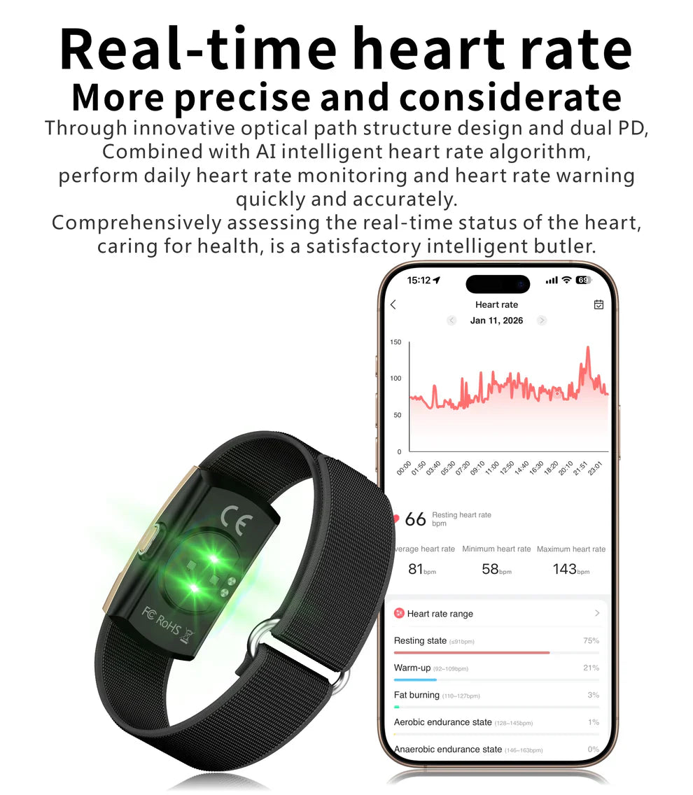 Smart Fitness Bracelet – Heart Rate & Sleep Monitoring Band with Long Battery Life