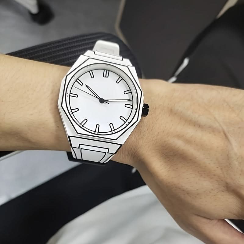 Unisex 2D Anime Comic Watch – Funky White Polygon Dial