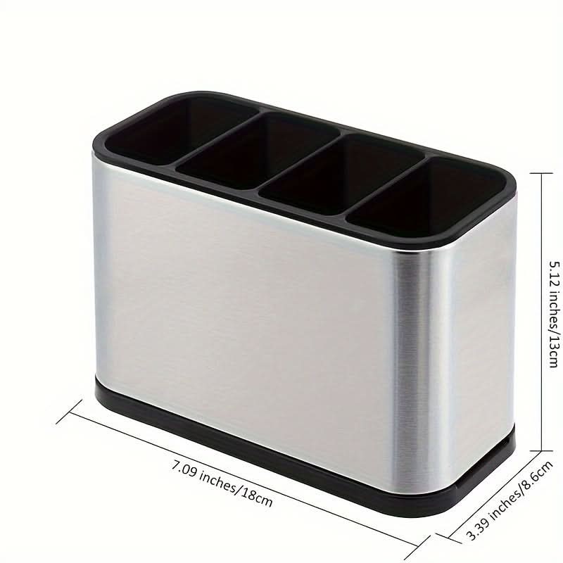 4-Compartment Stainless Steel Utensil Organizer