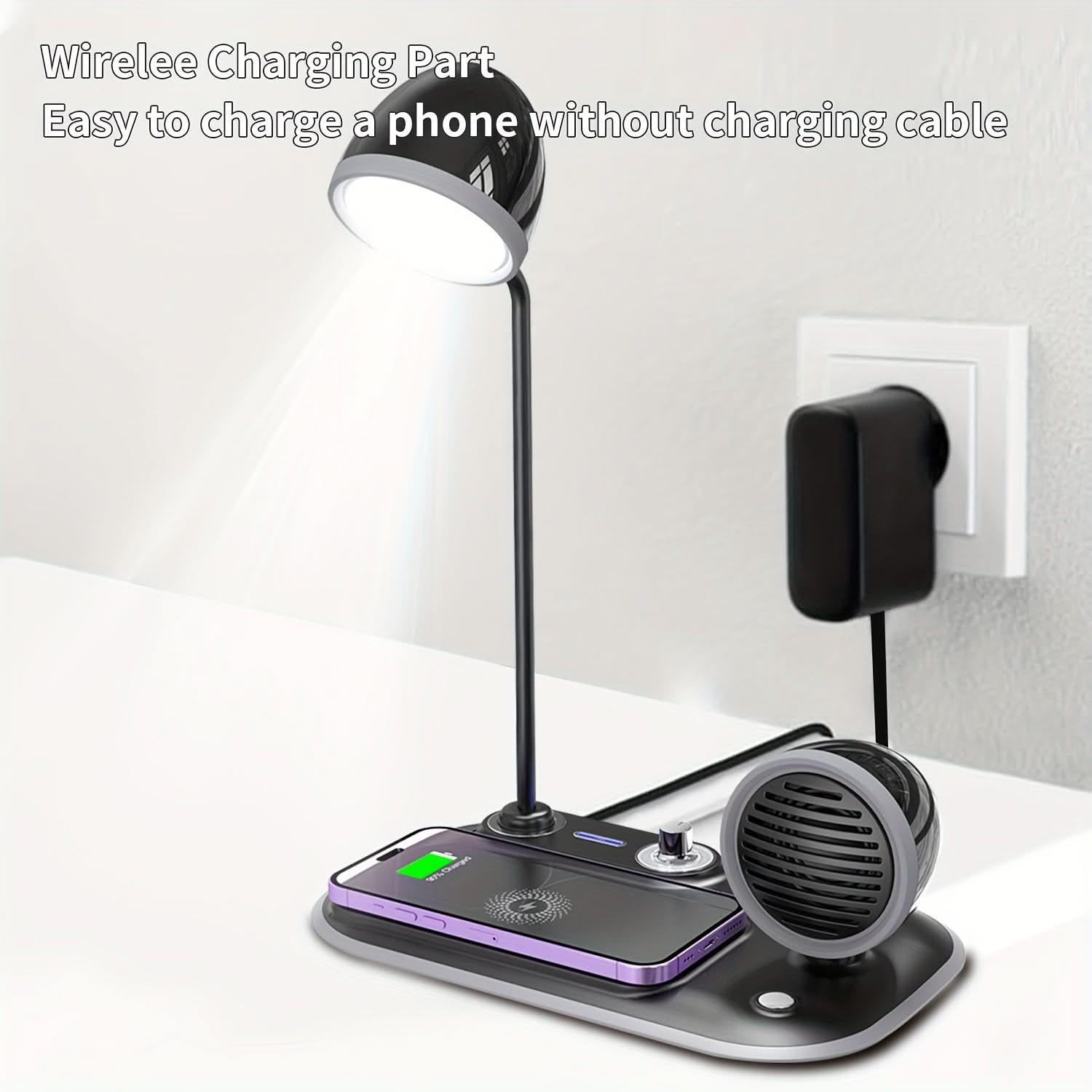 LED Desk Lamp with Wireless Charger & Speaker