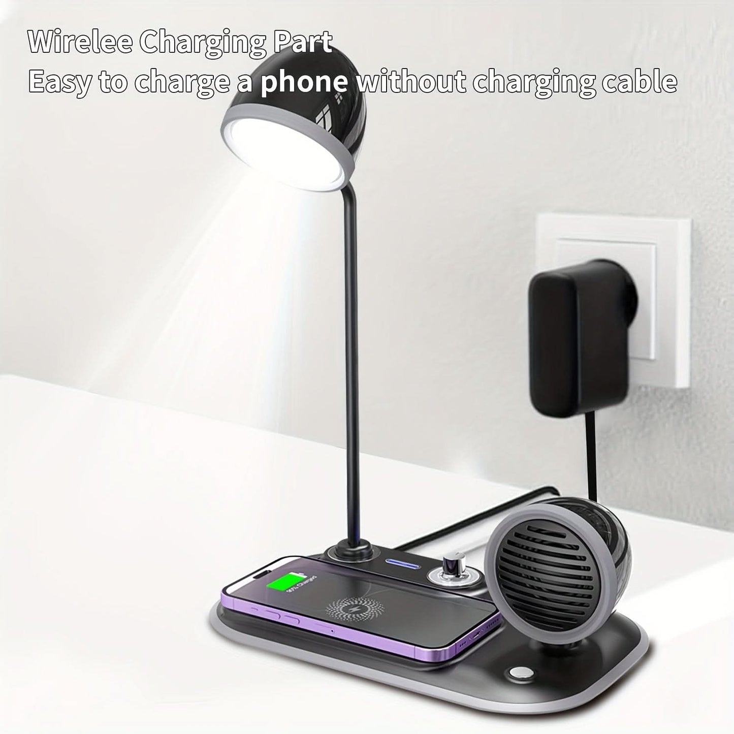 LED Desk Lamp with Wireless Charger & Speaker