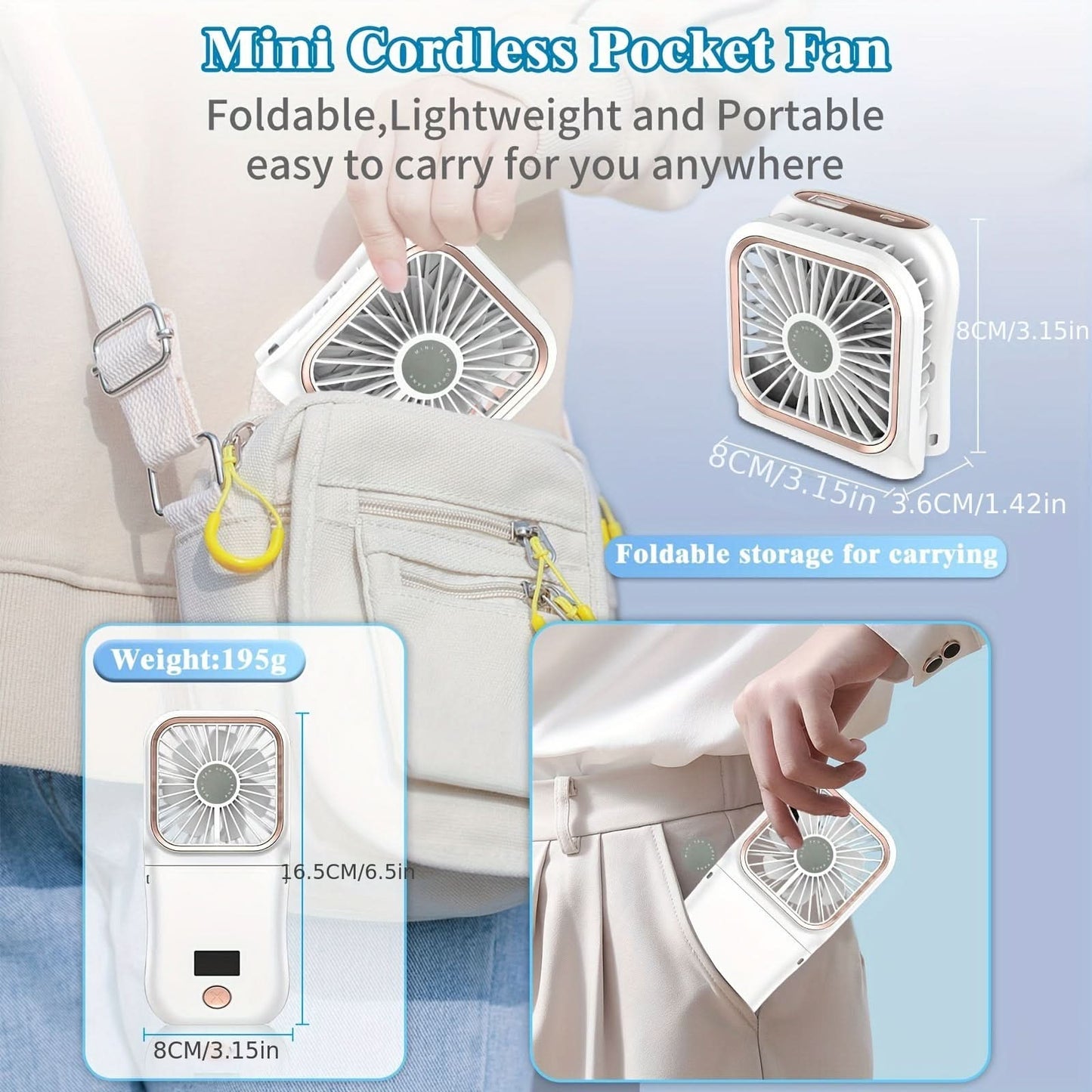 Portable Digital Display Neck Fan – Foldable with 3000mAh Battery