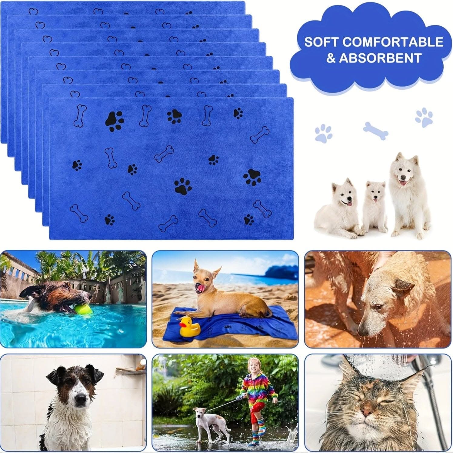 Microfiber Pet Towel Set for Dogs & Cats