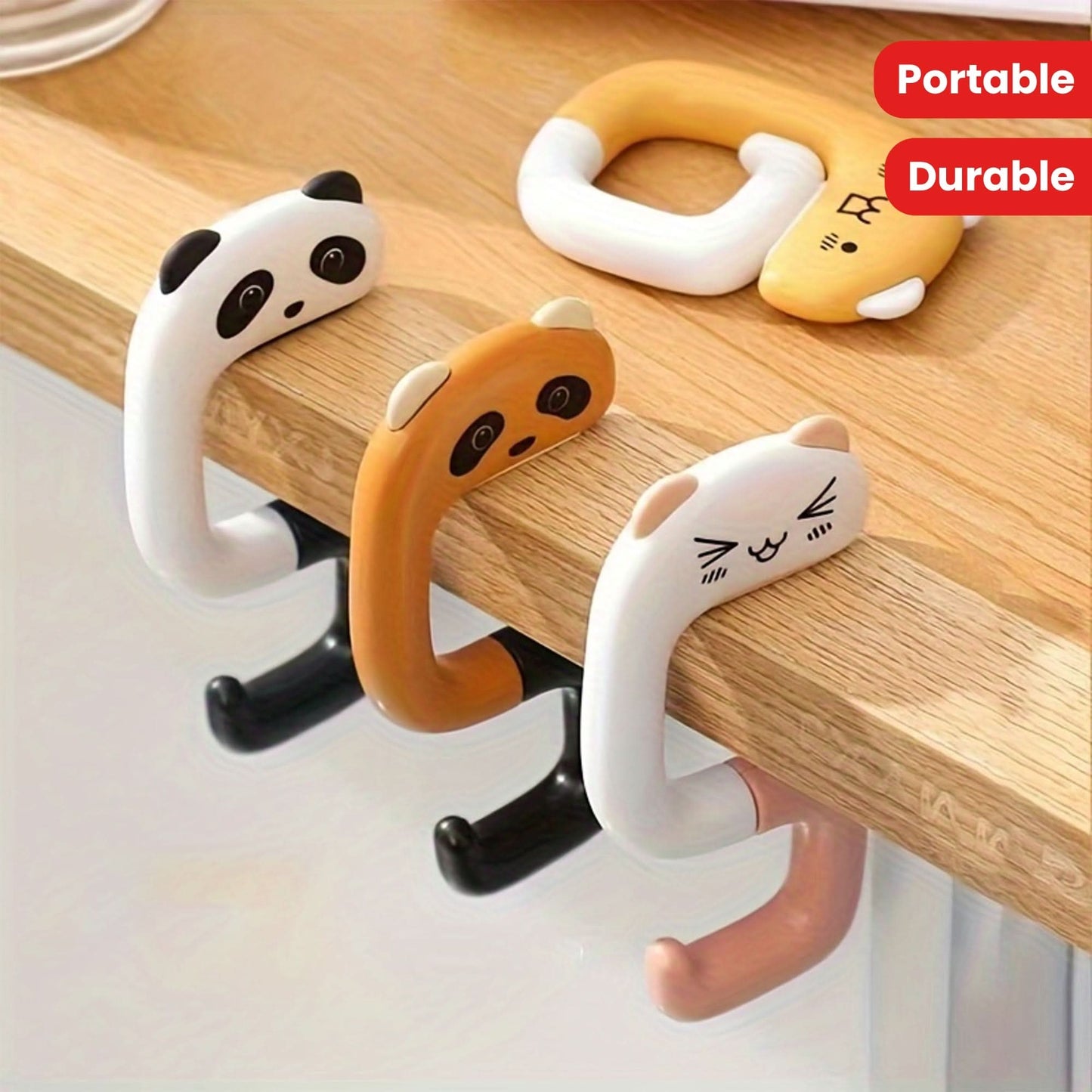 4-Piece Cute Cartoon Animal Handbag Hook – Durable & Portable Hanger