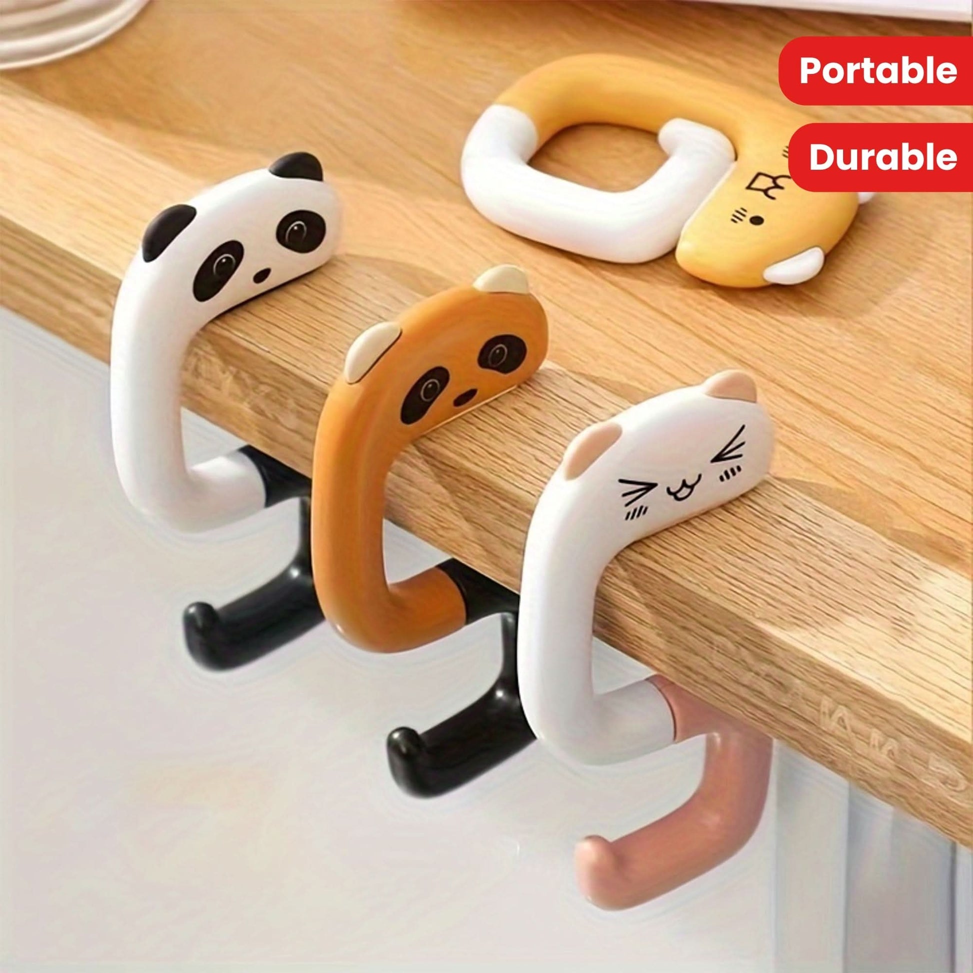 4-Piece Cute Cartoon Animal Handbag Hook – Durable & Portable Hanger