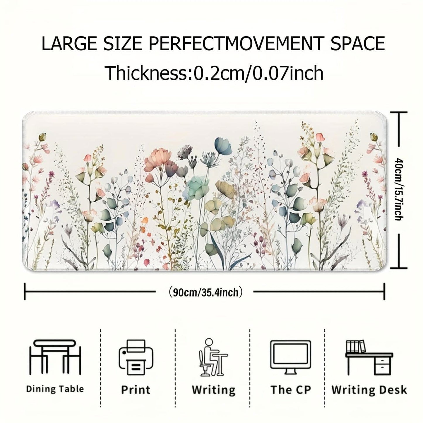 Floral Large Mouse Pad - Extended Desk Mat