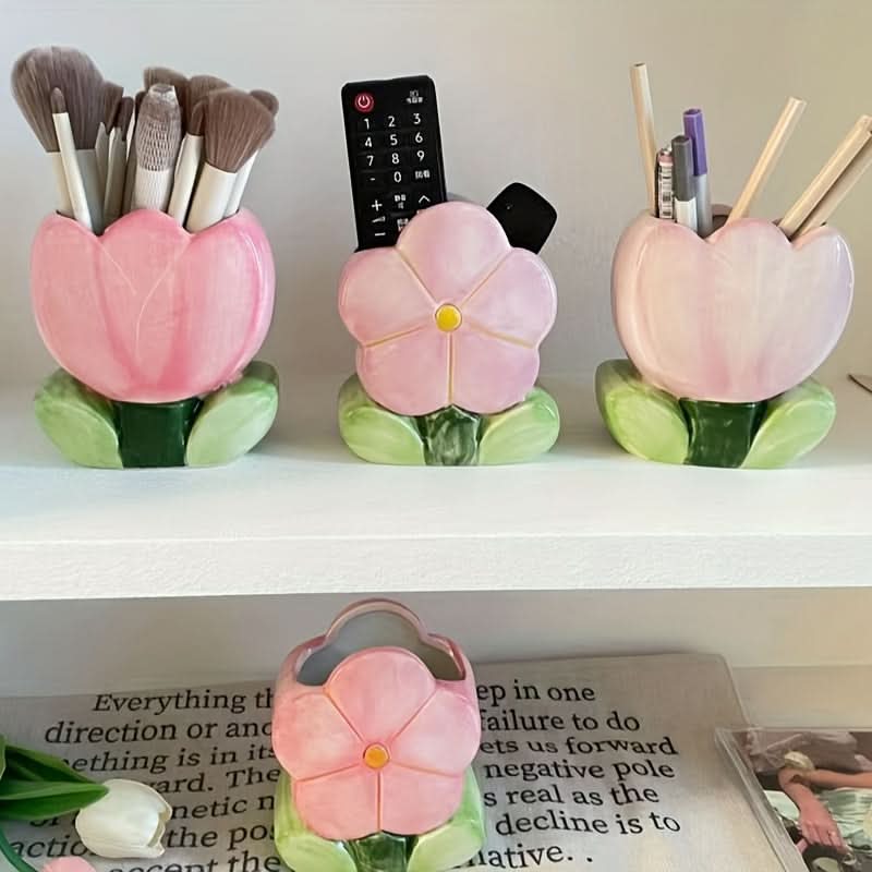 Vibrant Makeup Brush Storage Bucket - Multi-Functional Desktop Organizer