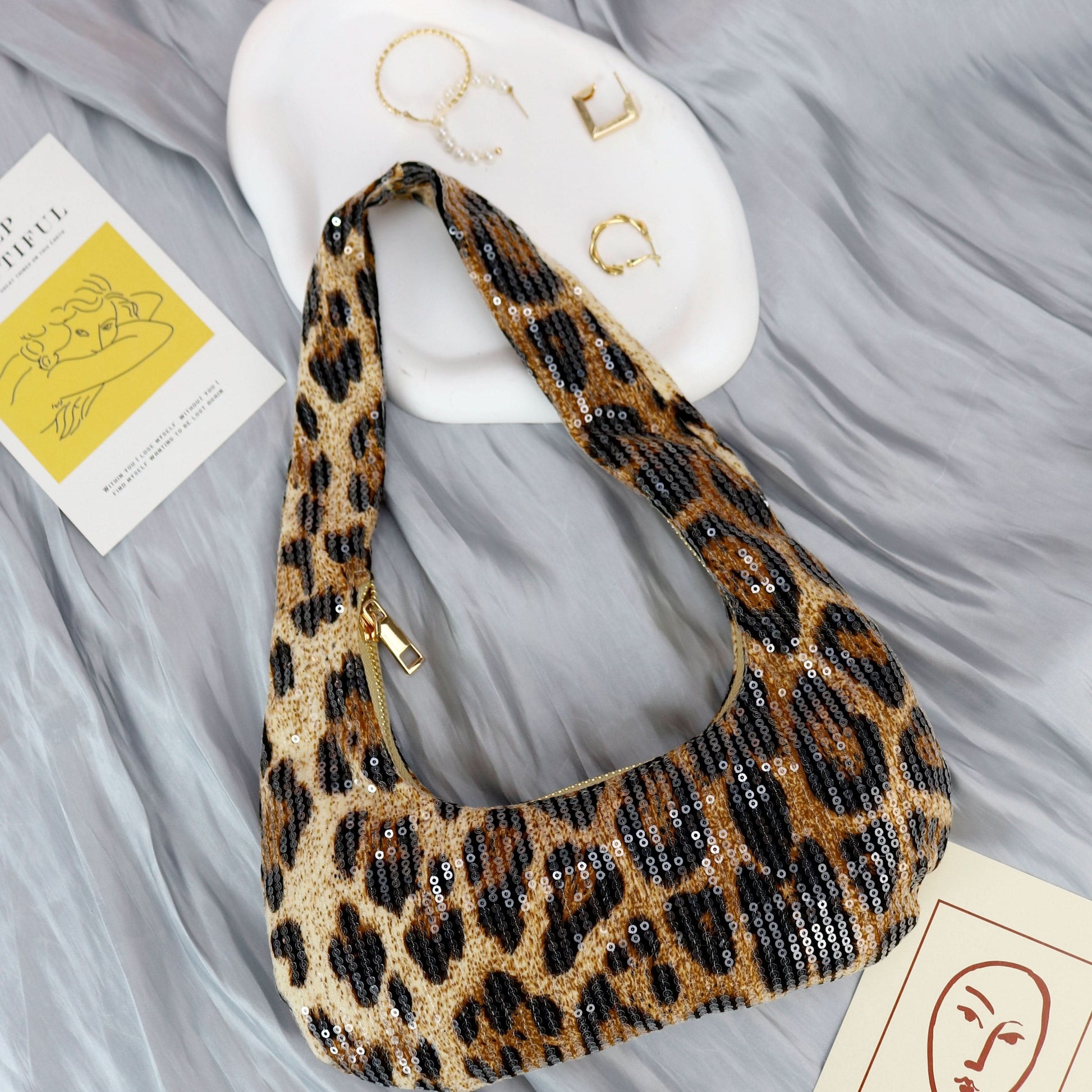 Leopard Print Sequin Hobo Bag – Chic & Sparkly