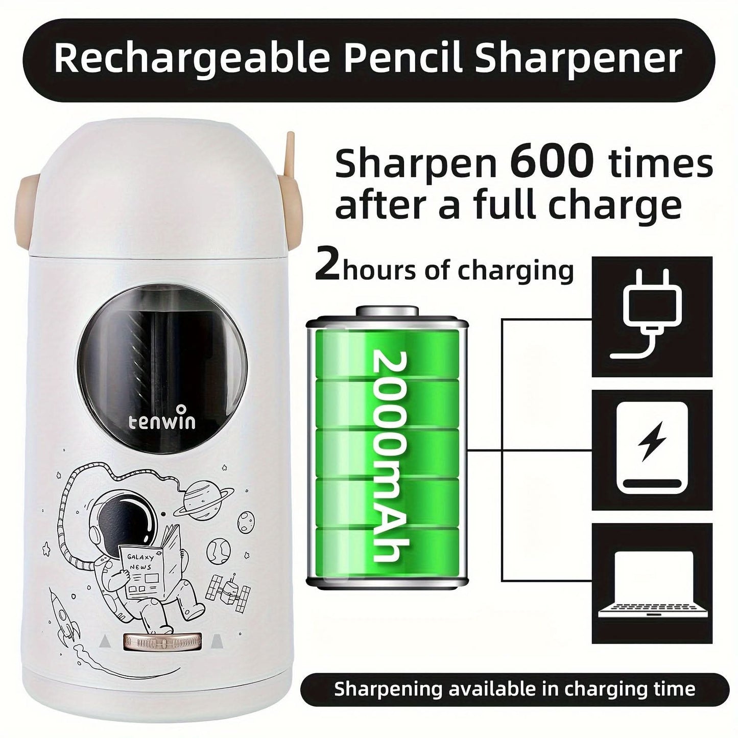 Automatic Pencil Sharpener – Large-Diameter Adjustable for 7.5-11.5mm Pencils
