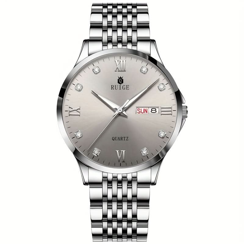 Men's Quartz Watch – Stainless Steel, Date Display, Casual Luxury Style