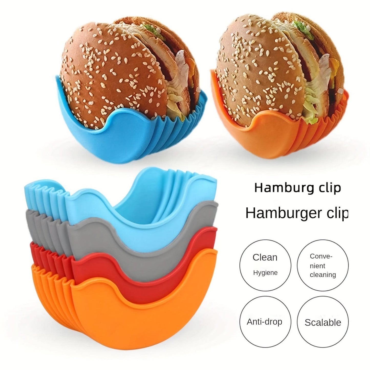 Silicone Hamburger Holder Set - No-Mess, Portable Trays