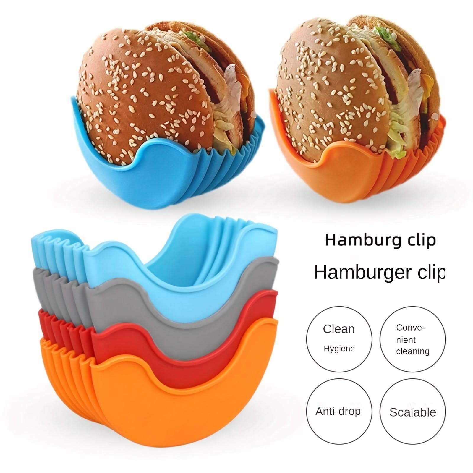Silicone Hamburger Holder Set - No-Mess, Portable Trays