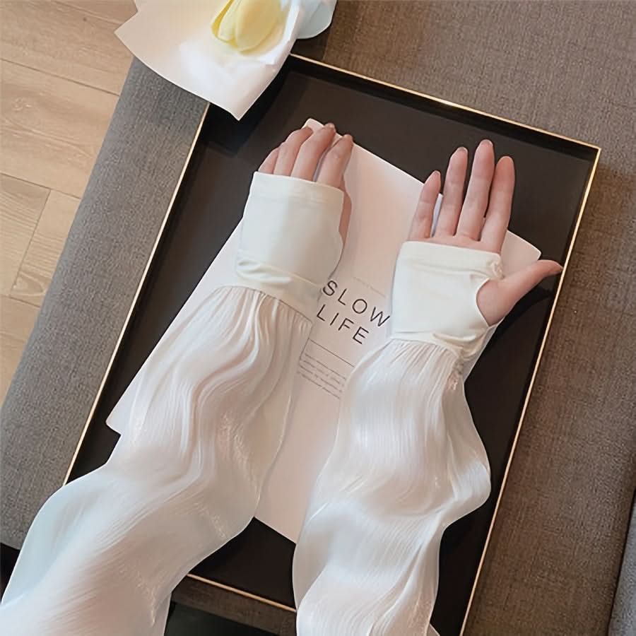 Women’s Ice Silk Cooling Arm Sleeves – Breathable Sun Protection