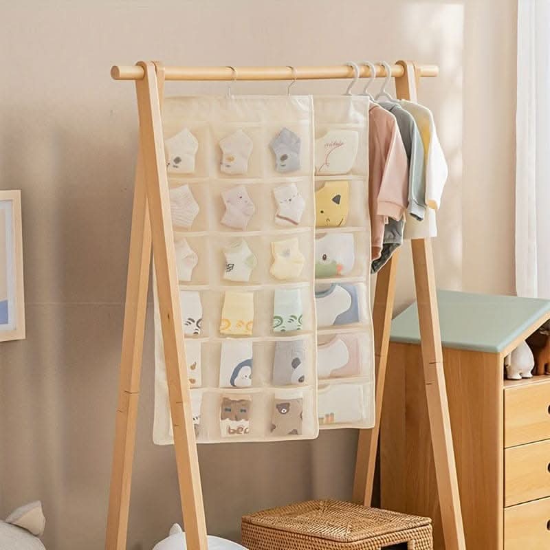 Baby Socks & Bibs Organizer - 30-Compartment Hangable Non-Woven Storage Bag