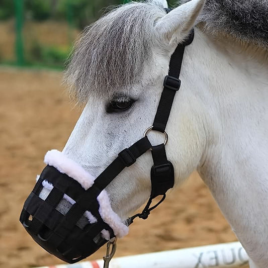 Adjustable Horse Face Mask with Anti-Bite Muzzle