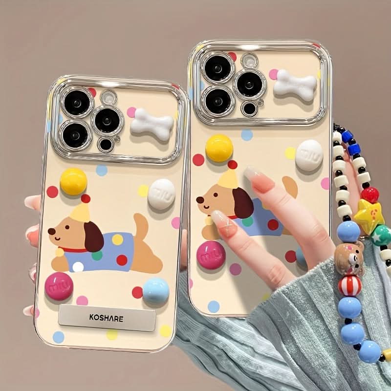 Cartoon Dog Case with Chain for iPhone 16