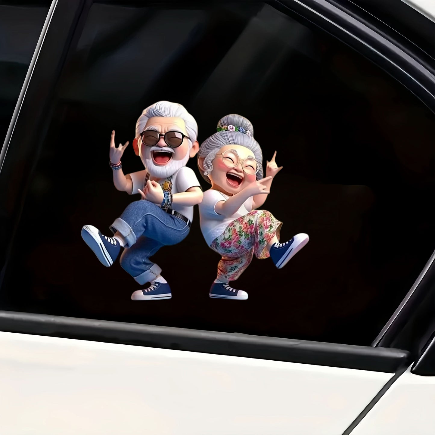 Dancing Senior Couple Car Waterproof Sticker for Bumper, Wall, Laptop & More