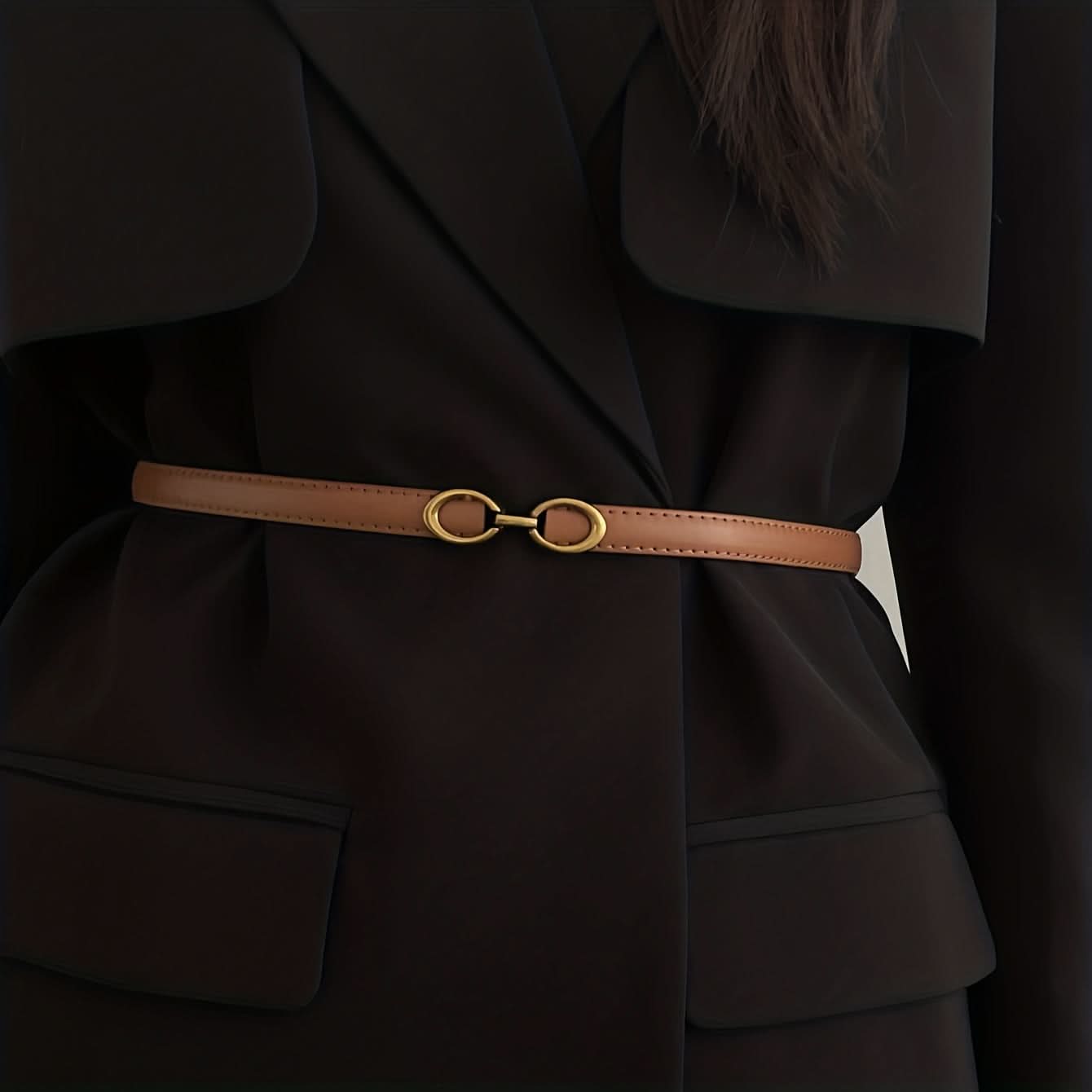 Classic PU Leather Waist Belt for Women – Oval Buckle, Casual Style