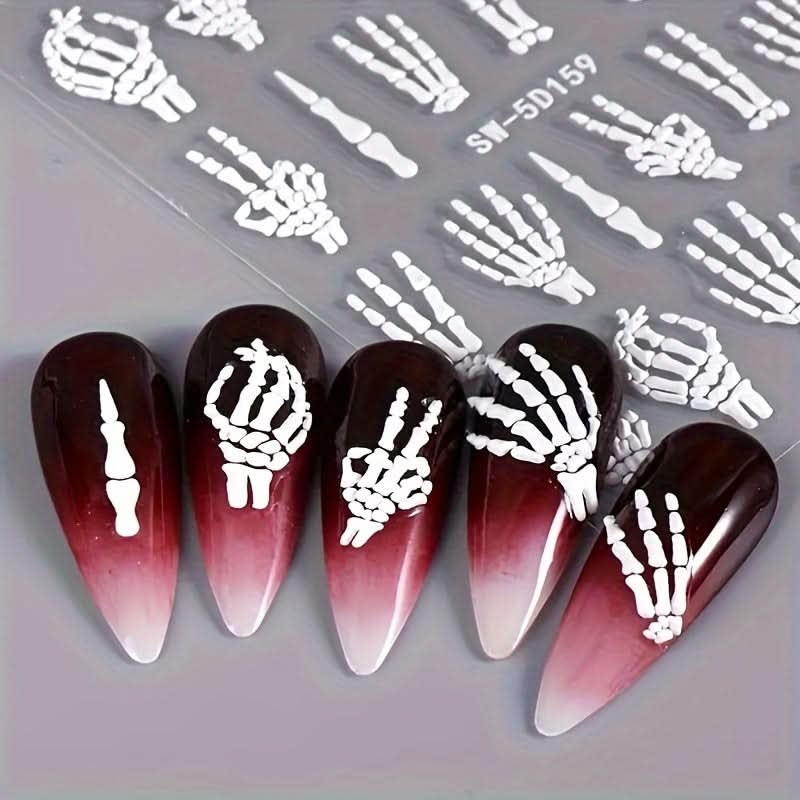 Halloween 5D Skull Nail Art Sticker - Self-Adhesive