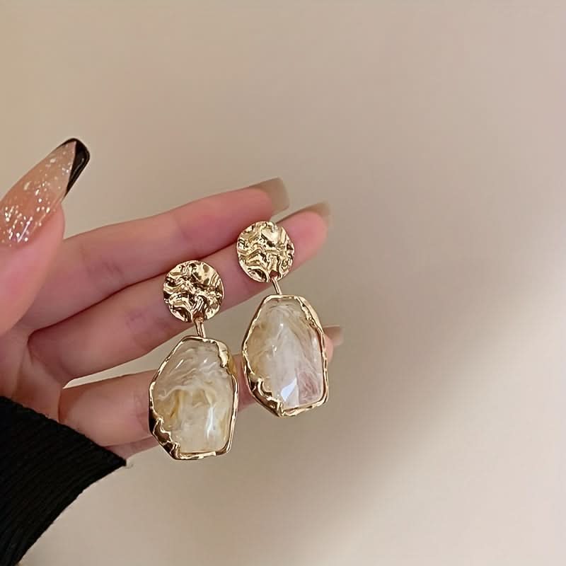 Vintage Contrast Resin Drop Earrings, 2-Pair Set