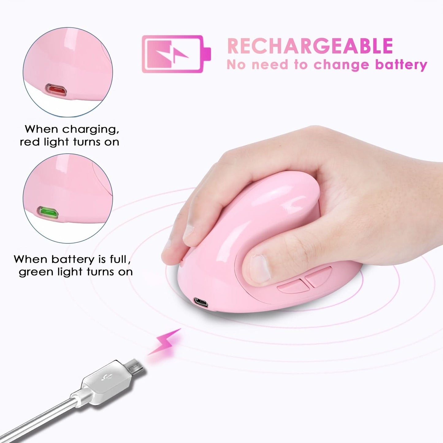 Rechargeable Vertical Wireless Mouse – Right-Handed