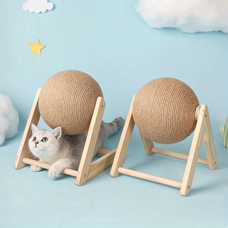 Sisal Cat Scratcher Toy with Bell & Feather