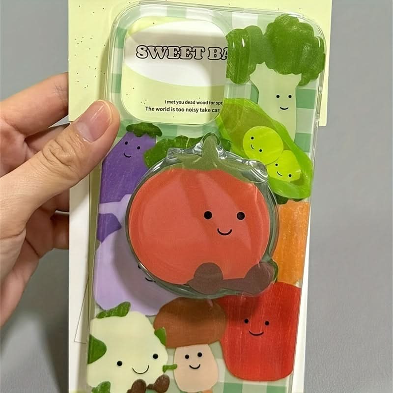 Colorful Transparent Vegetable Phone Case with Matching Stand for Apple iPhone
