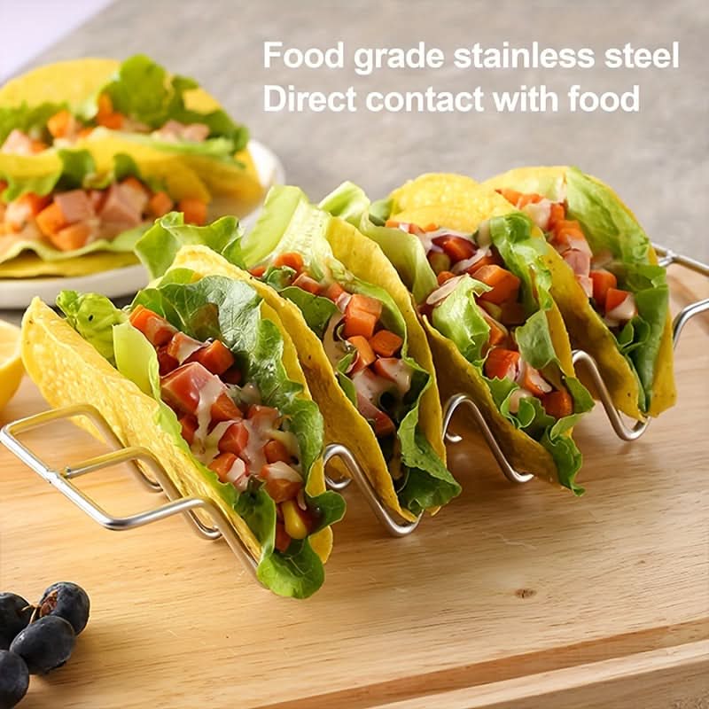 Stainless Steel Taco Holder Rack, 4-Slot Stand