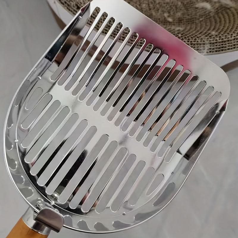 Durable Stainless Steel Pet Poop Scoop – Dual-Sized Holes & Hanging Hook