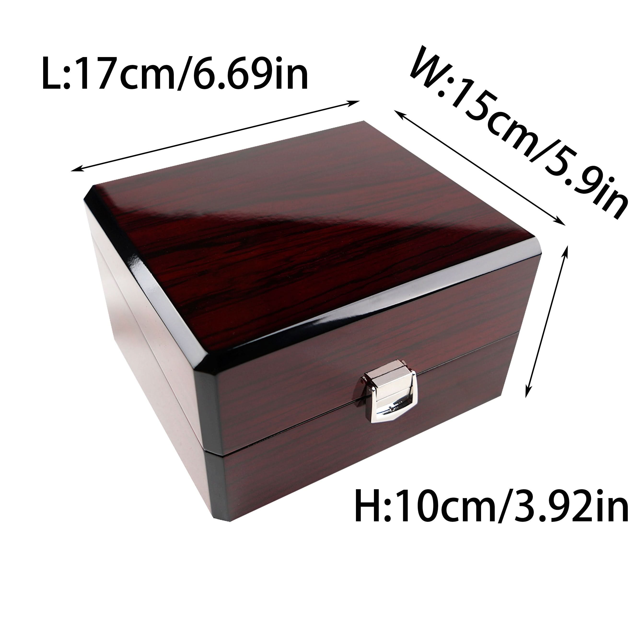 Vintage Wooden Watch Storage Box – Rectangular Watch Organizer with Fabric Interior