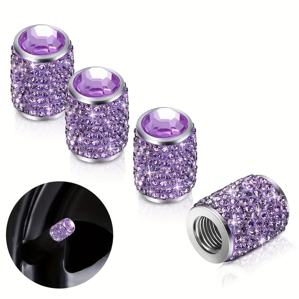 4pcs Bling Tire Valve Caps – Crystal Rhinestone Car Wheel Stem Covers