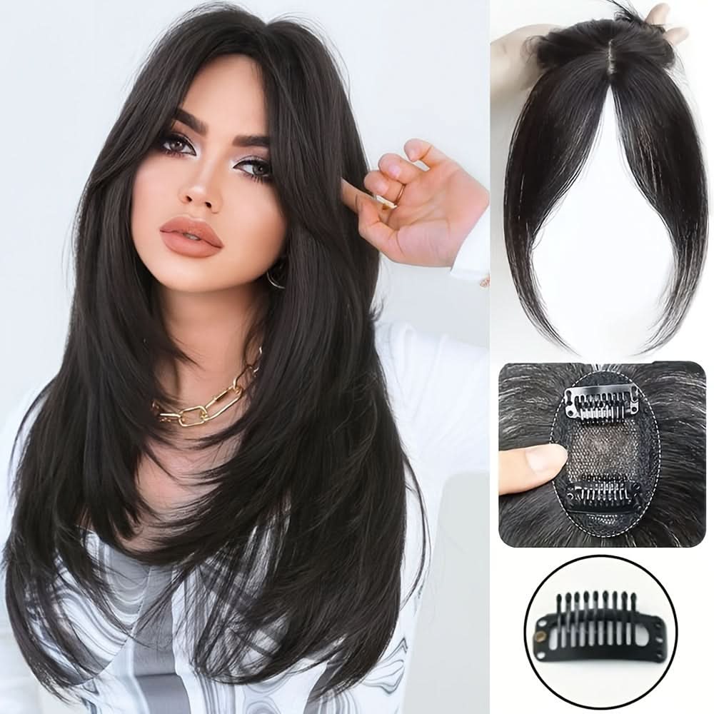 Synthetic Partial Curtain Bangs Hair Piece – Volume & Gray Coverage