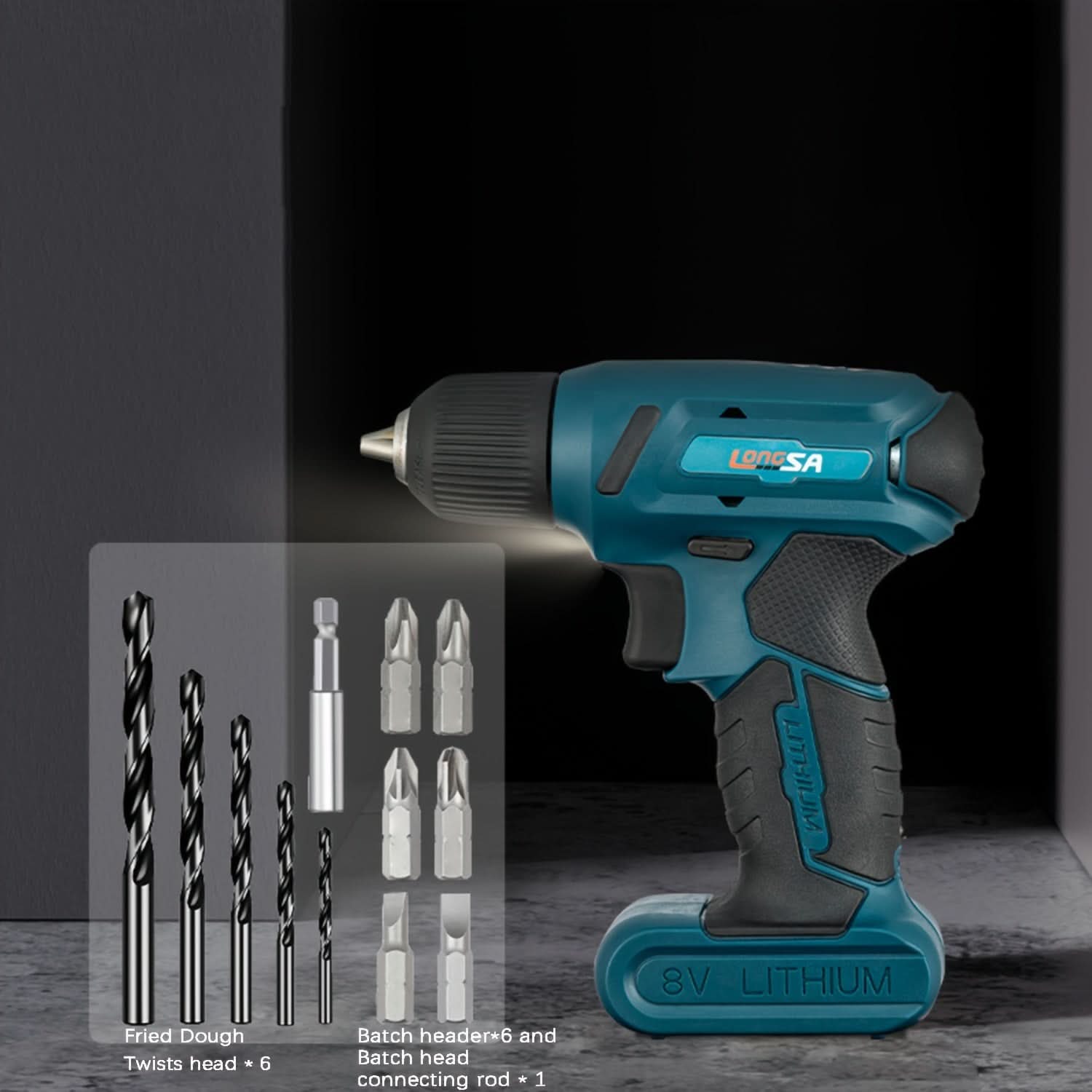 8V Li-Ion Cordless Drill Kit with LED
