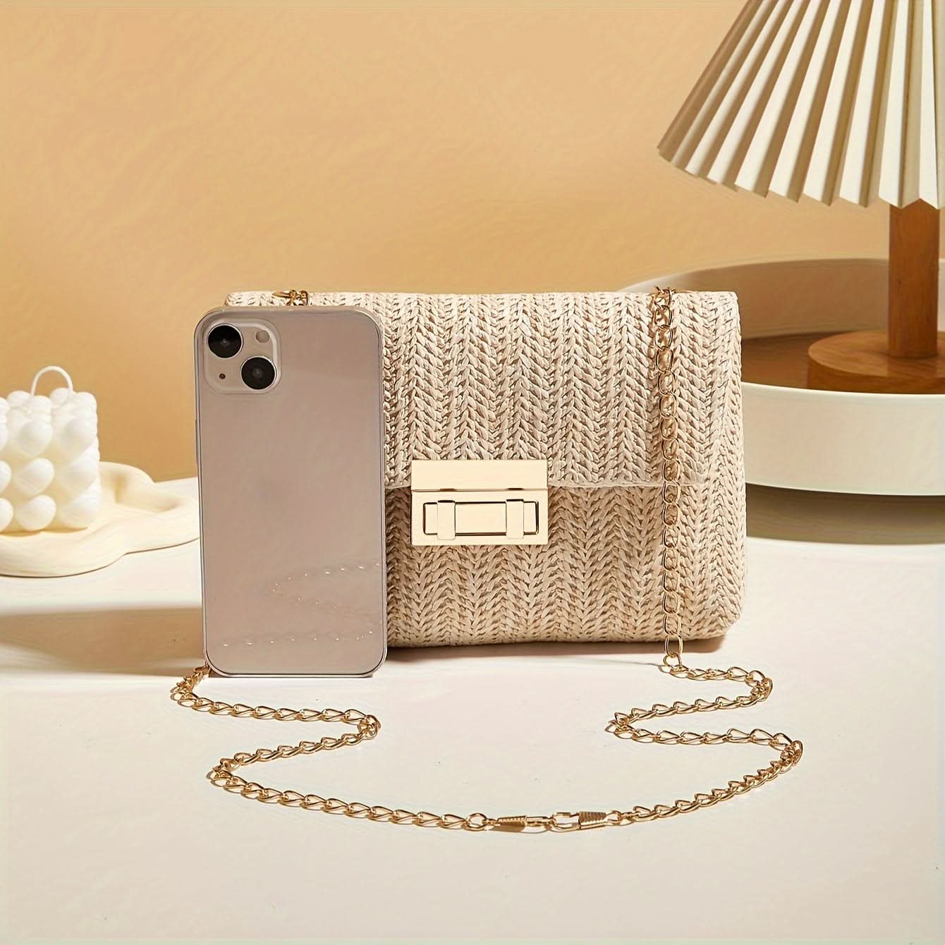 Chic Women's Straw Crossbody Bag with Detachable Strap