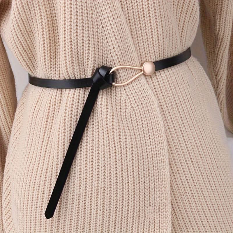PU Leather Knotted Skinny Belt for Women