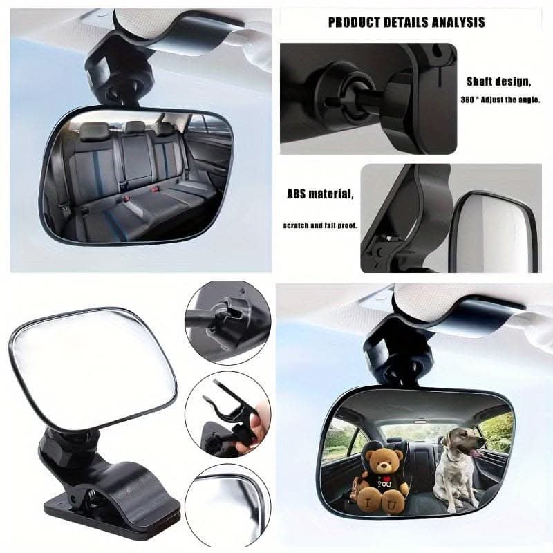 Wide Angle Convex Rearview Mirror, Adjustable Backseat Car Mirror