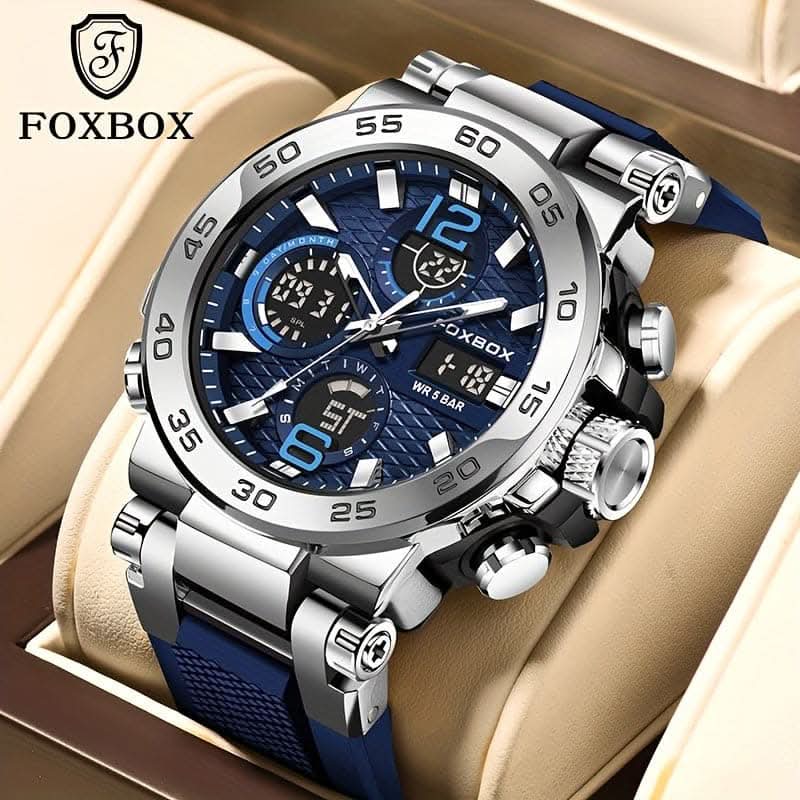 Men's Dual Display Quartz Military Sports Watch – 50M Alarm Clock