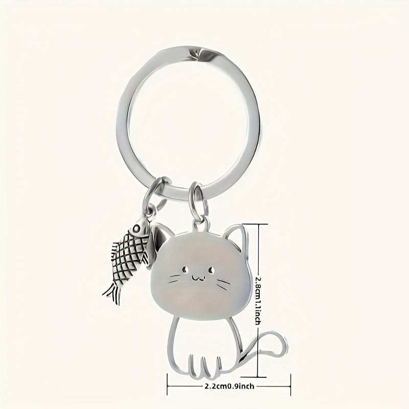 Adorable Cat & Fish Keychain - Simple Women's Fashion Accessory