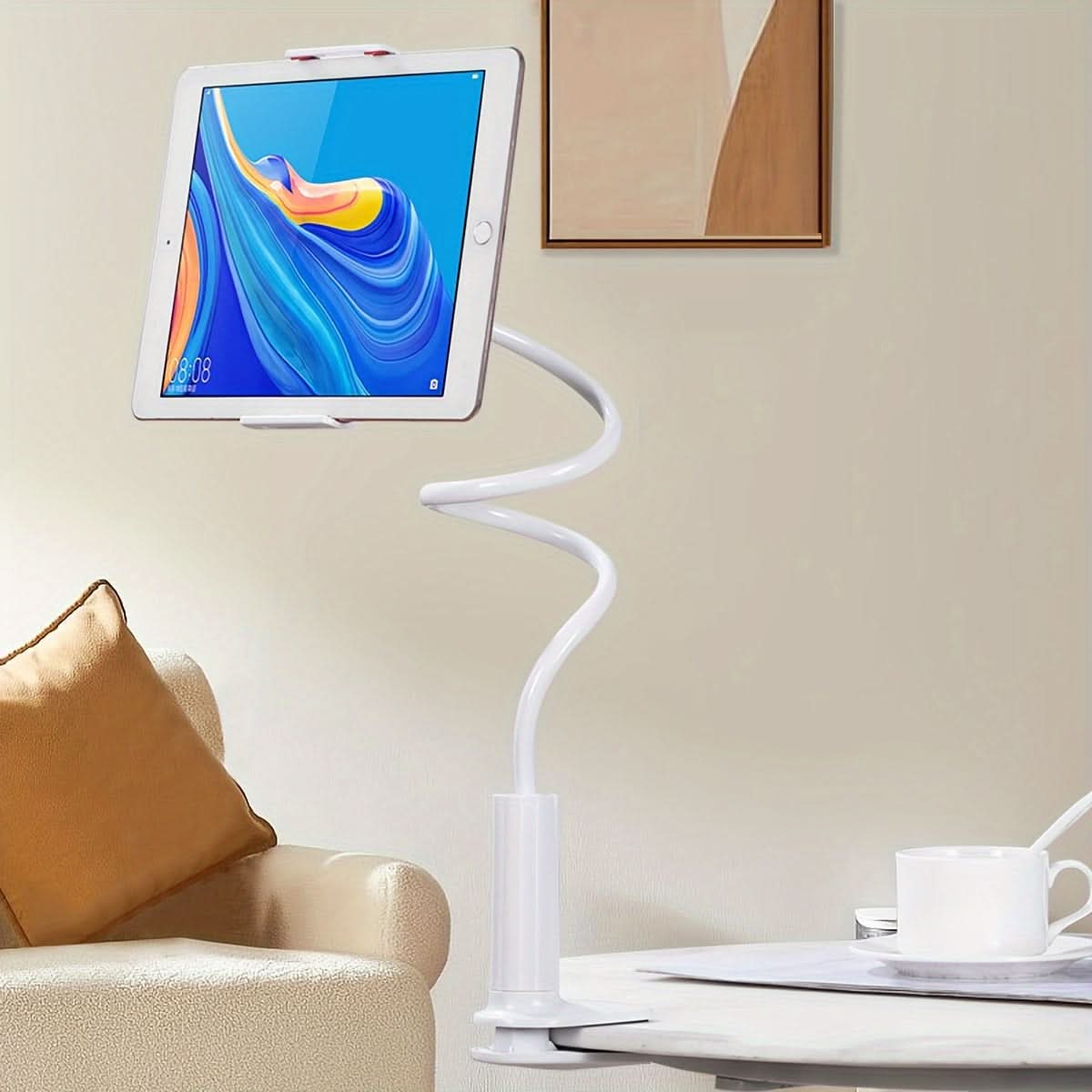 360° Rotating Tablet & Phone Stand – Flexible Spiral Base, Lazy Browsing