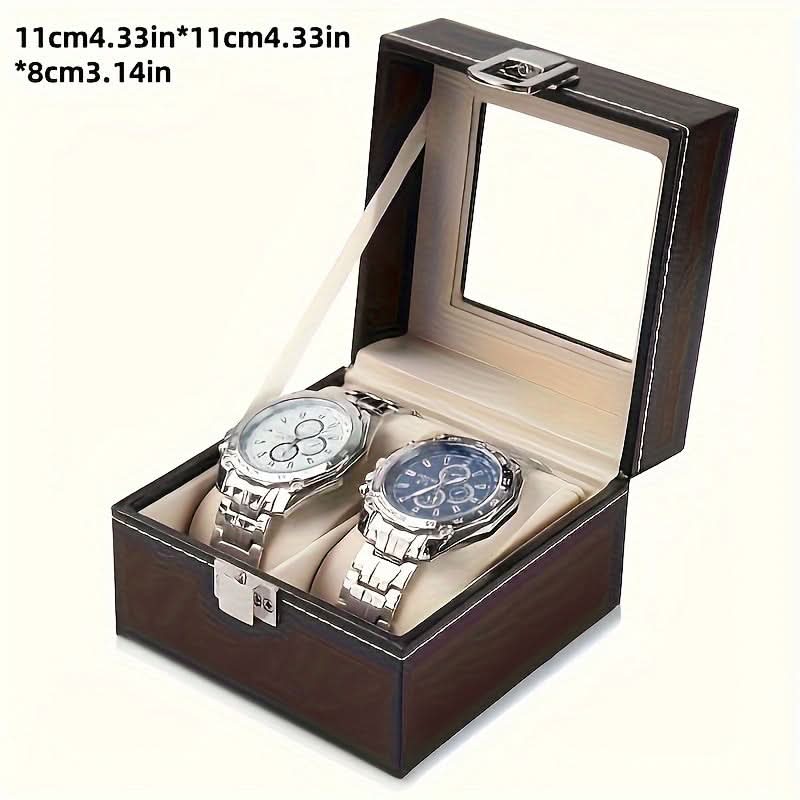 Luxury Faux Leather Watch Case Organizer with Lock