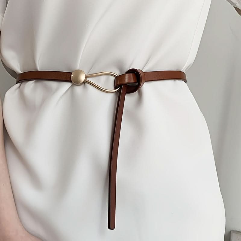 PU Leather Knotted Skinny Belt for Women
