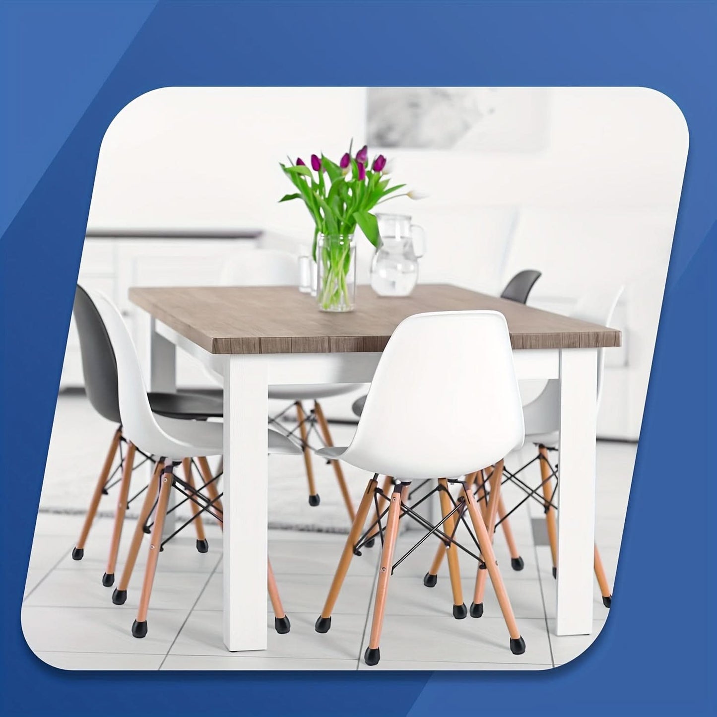 24-Piece Chair Leg Protectors - Round & Square Furniture Floor Protectors