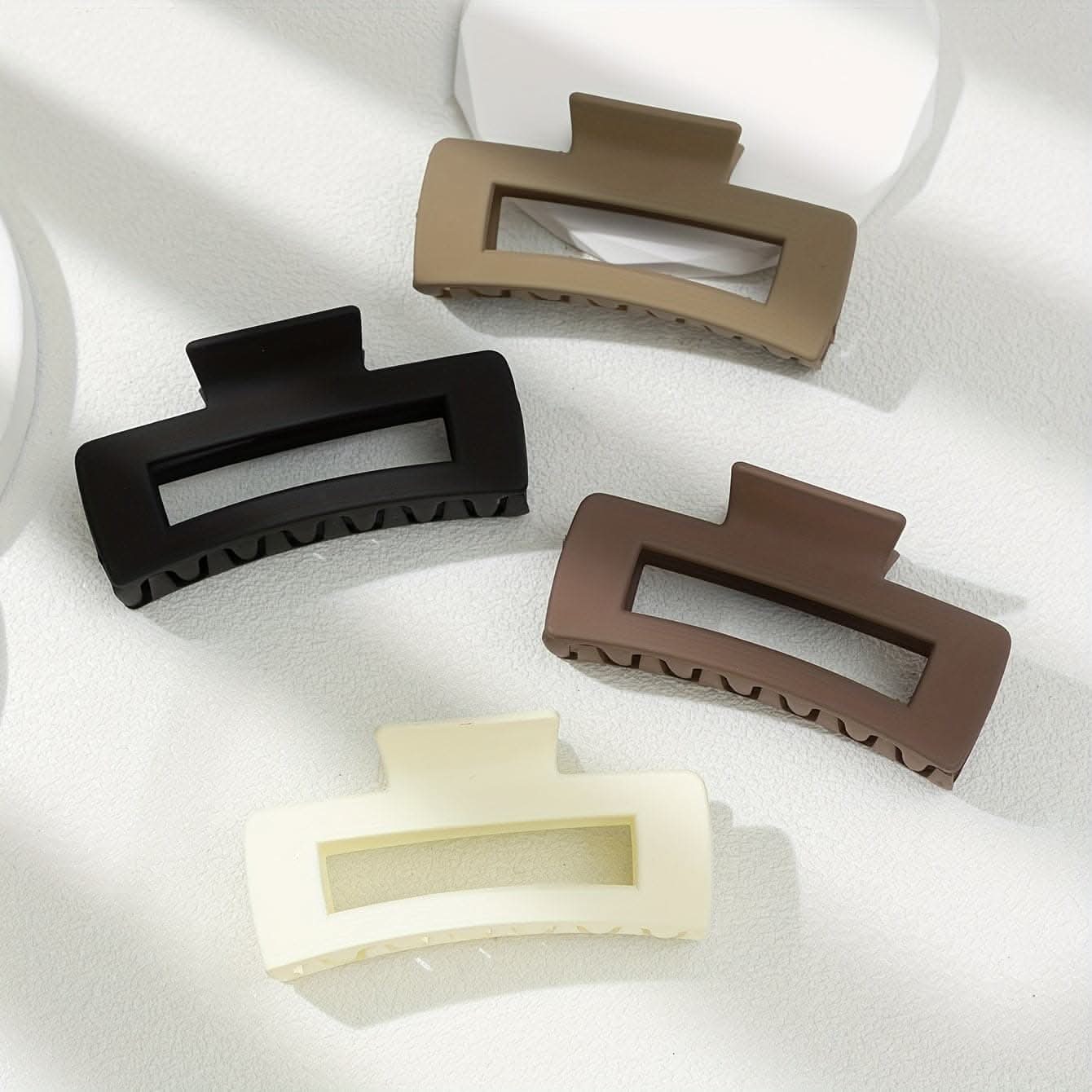 4 Pcs Stylish Rectangle Hair Claw Clips – Strong Hold, Non-Slip