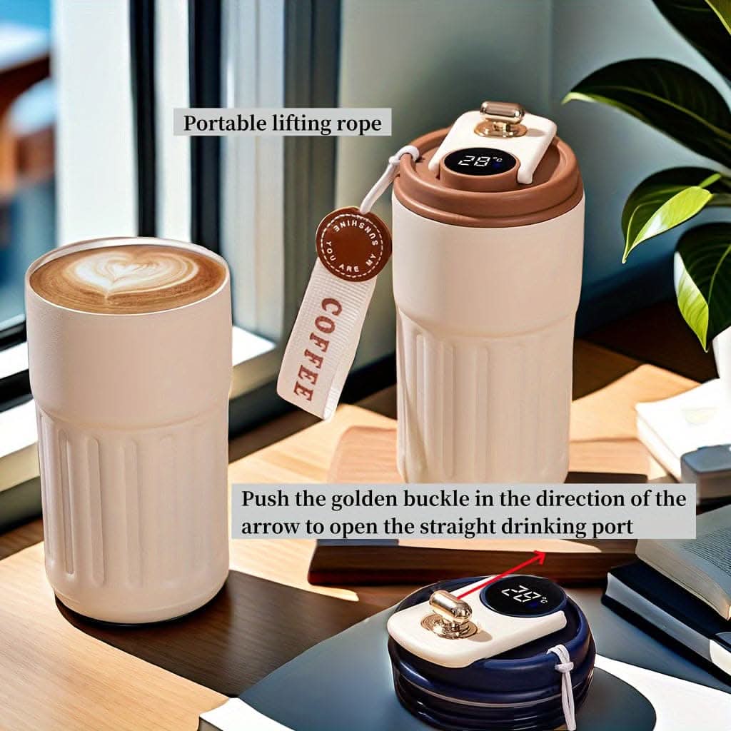 Temperature-Display Smart Travel Mug – 410ml Stainless Steel with Vacuum Insulation