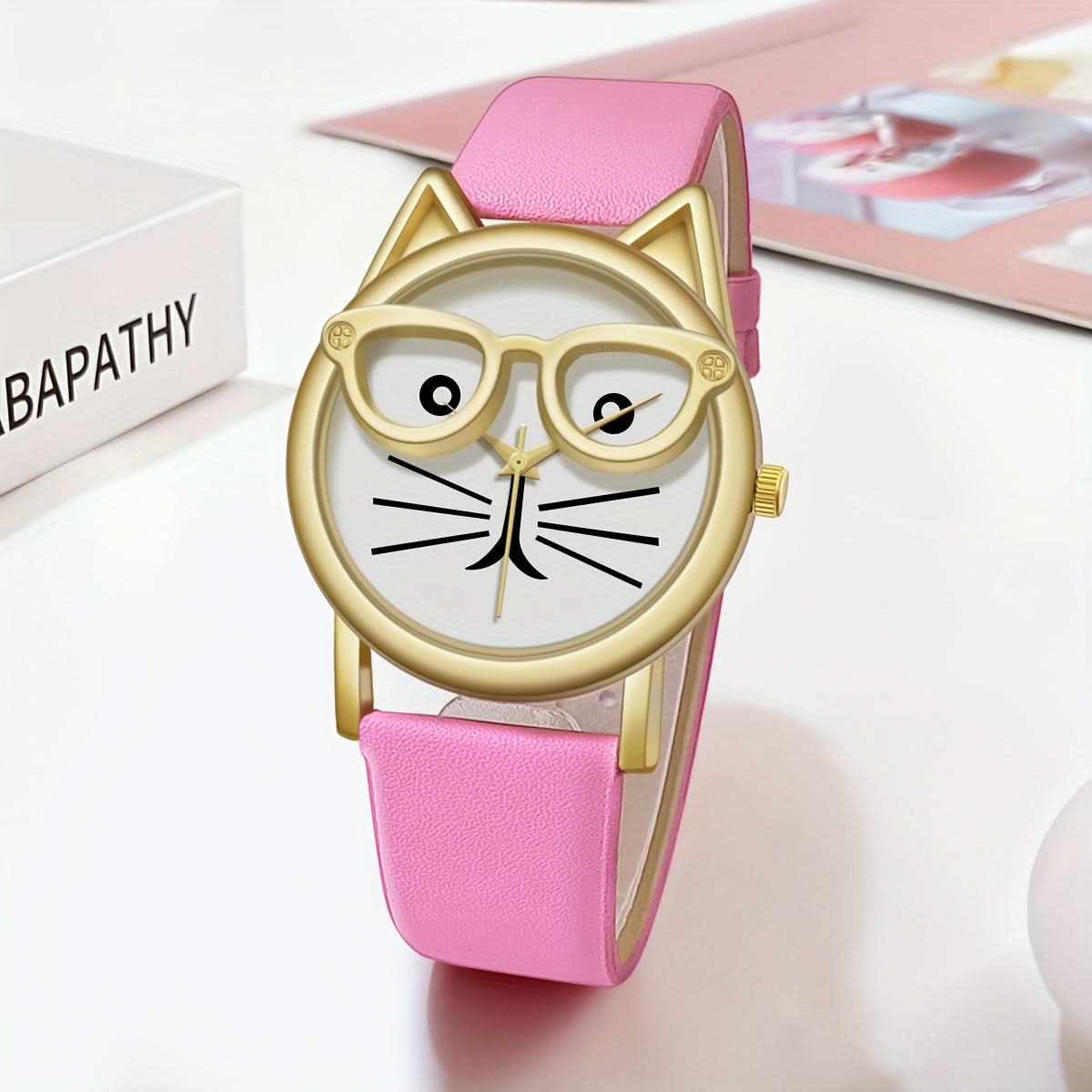 Cute Cat Minimalist Quartz Watch - Faux Leather Strap